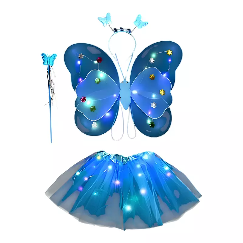 Set 4 Piese, Aripi de Fluture cu Luminite, Albastru, 2-4 ani - 59134