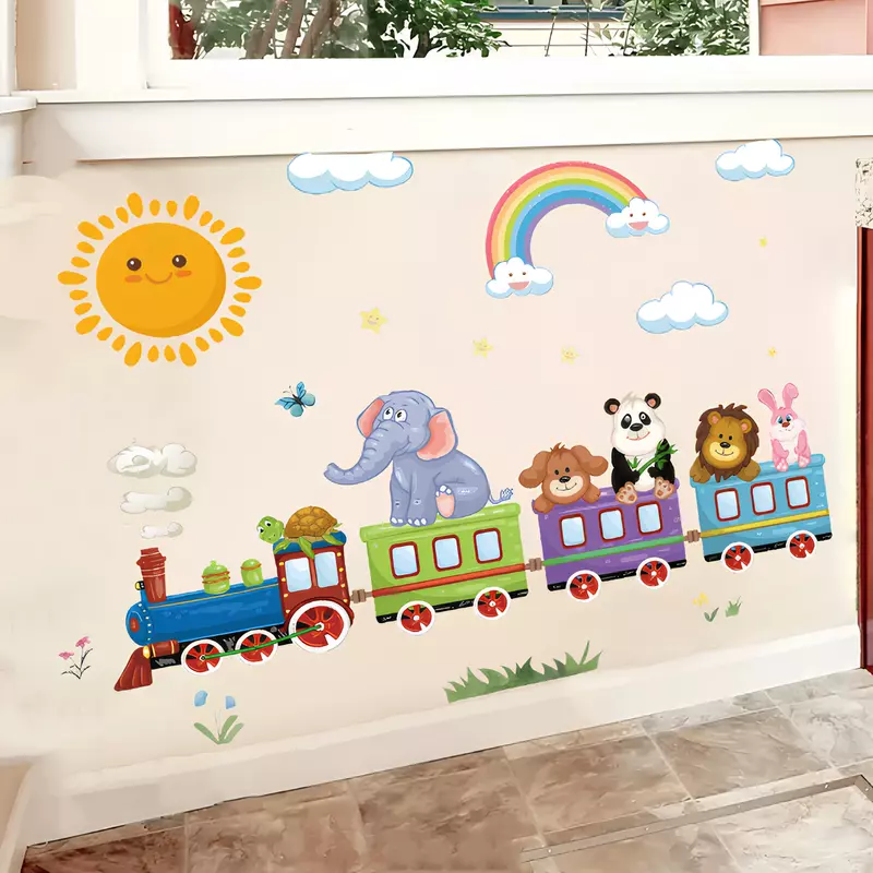 Sticker Perete Autocolant Trenul cu Animale - 295289