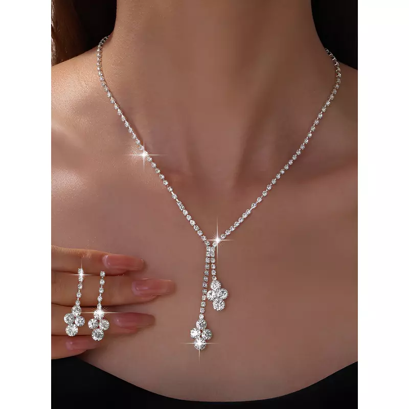 Set Colier si Cercei, Argintiu - 799591