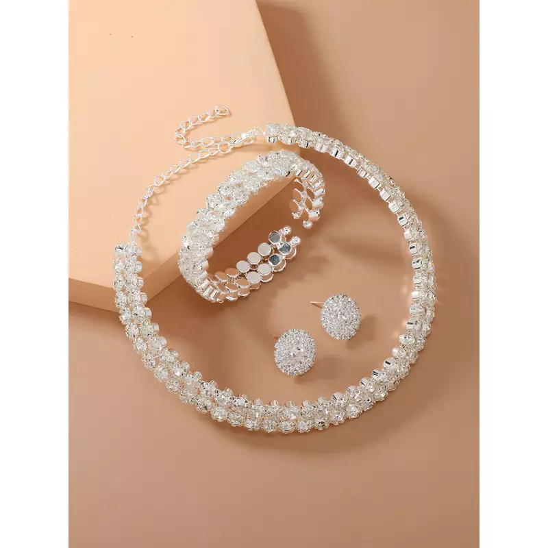 Set Colier si Cercei, Argintiu - 448535