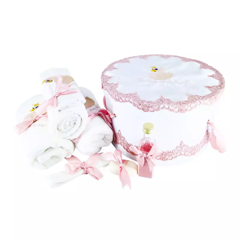 Trusou Botez cu 8 piese, Roz Pudra, Lebada- TB271