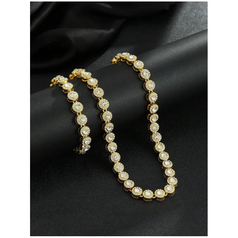 Set Colier si Bratara, Stil Cubanez, Auriu - 876811Aur