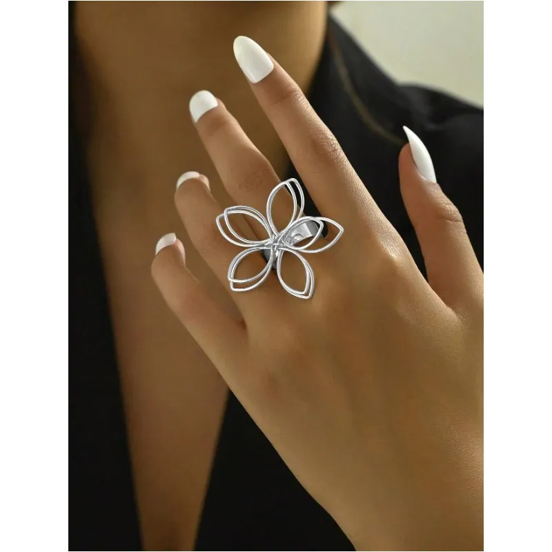 Inel ajustabil Argintiu - Flower Power