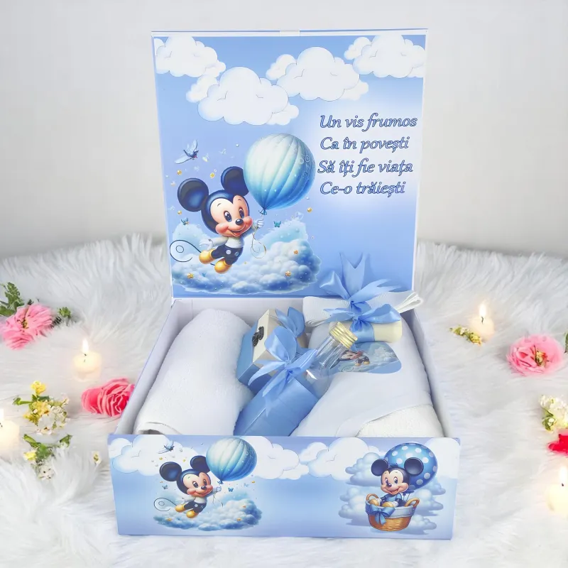 Trusou Botez cu 8 Piese, Baby Mikey Mouse, Culoare Albastru Deschis - TB276