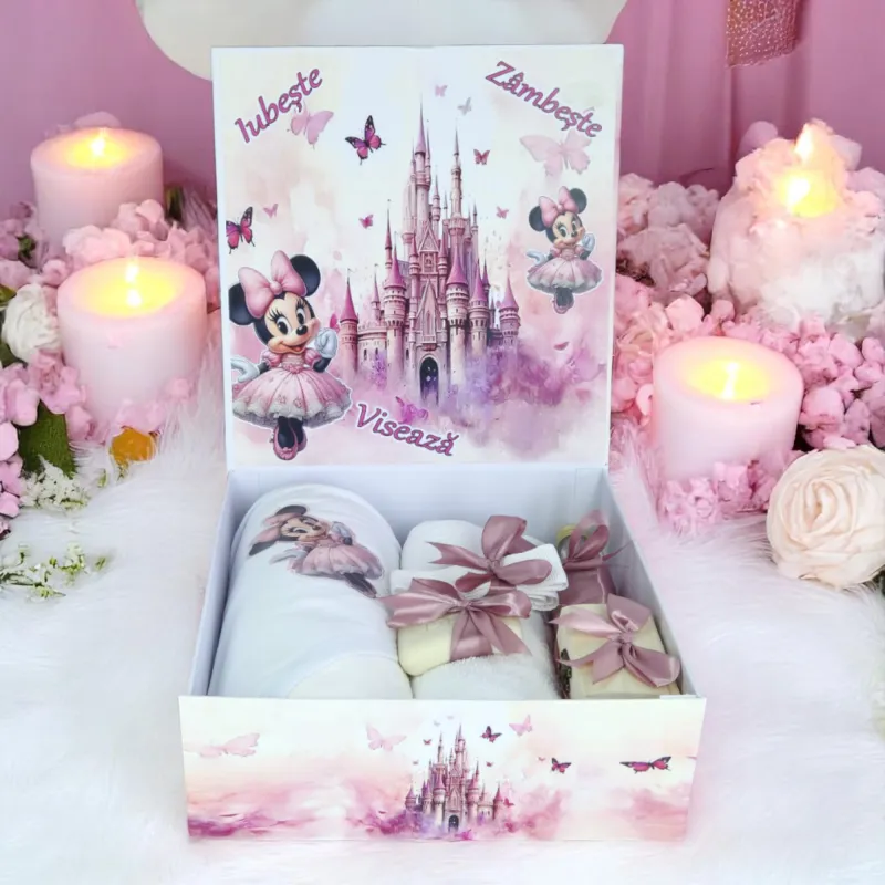 Trusou Botez cu 8 Piese, Minnie Mouse Disneyland, Culoare Roz Pudra - TB180