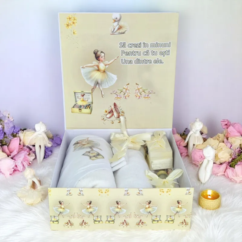 Trusou Botez cu 8 Piese, Balerina, Culoare Crem Natur - TB182