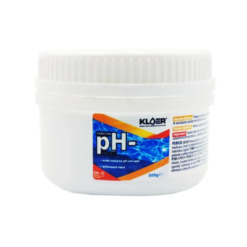 Corector pH minus, Kloer, solid, pentru apa piscina, 500 g