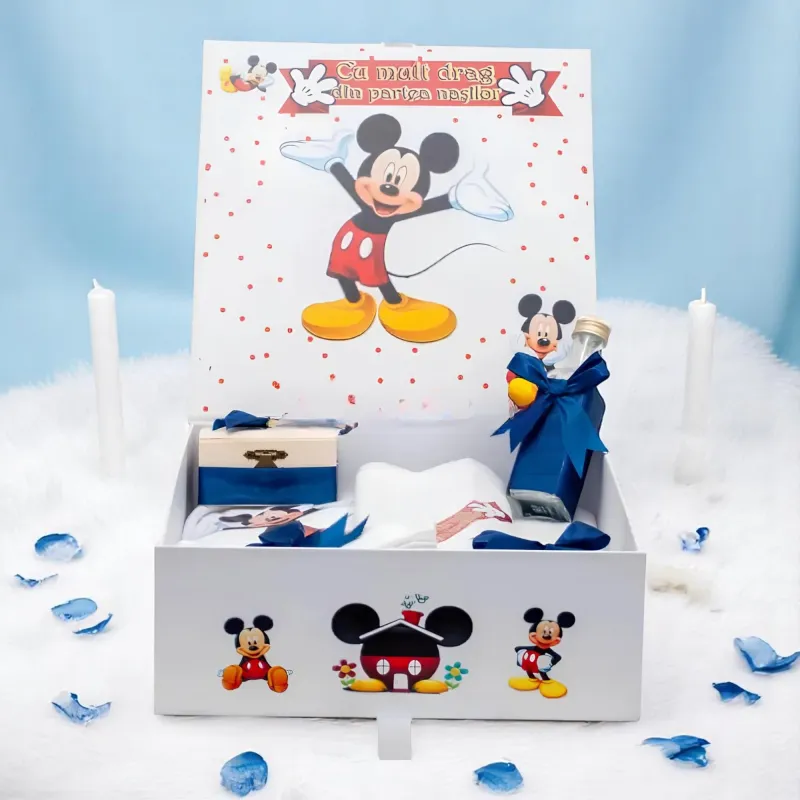 Trusou Botez cu 8 Piese, Mikey Mouse, Culoare Albastru Regal - TB31