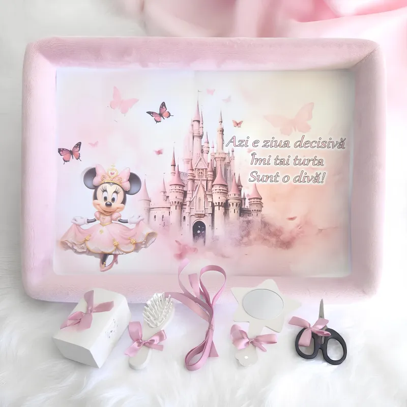 Tavita Turta, Buretata din Catifea cu 6 Piese - Minnie Mouse Alb - TPT93