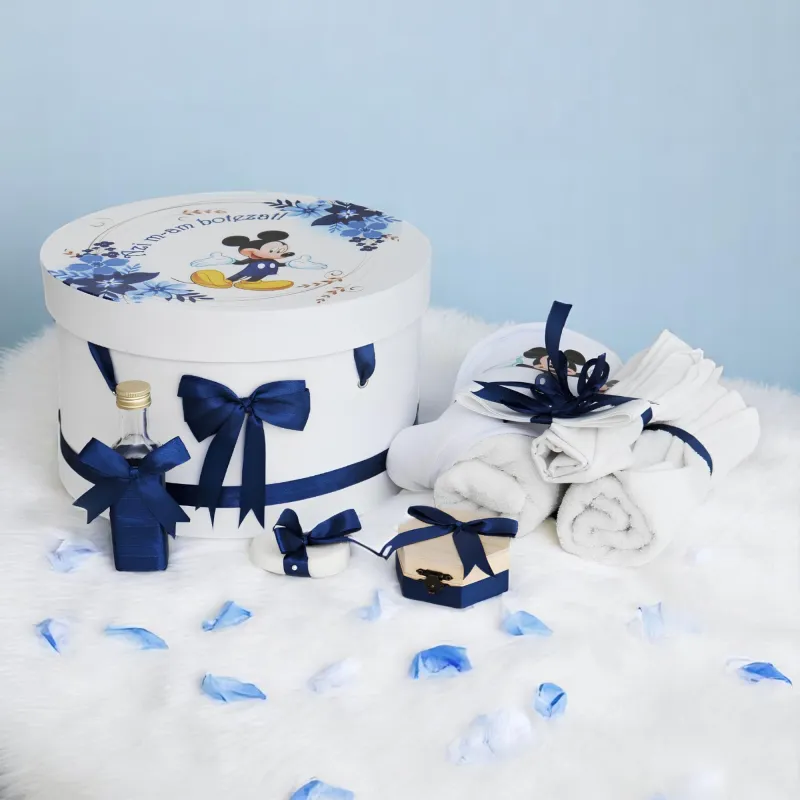 Trusou Botez cu 8 Piese Imprimat, Mickey Mouse, Culoare Bleumarin - TB212