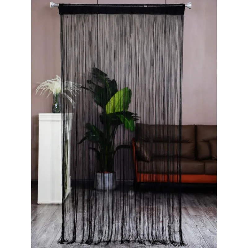 Perdea Decorativa cu Franjuri 1x2m, Culoare Neagra - 132331
