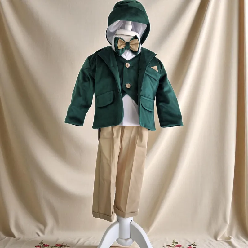 Costum Pentru Botez, Micul Aristocrat, 5 piese, Verde - Gabb6