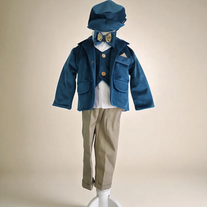 Costum Pentru Botez, Micul Aristocrat, 5 piese, Albastru - Gabb5