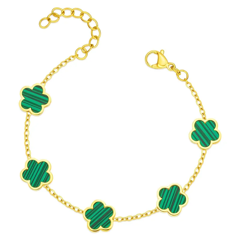 Bratara Emerald Bloom, Otel Placat cu Aur 18K - 87716-0