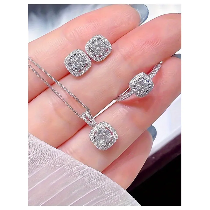 Set Moon, Colier, Cercei si Inel, Argintiu - 261131