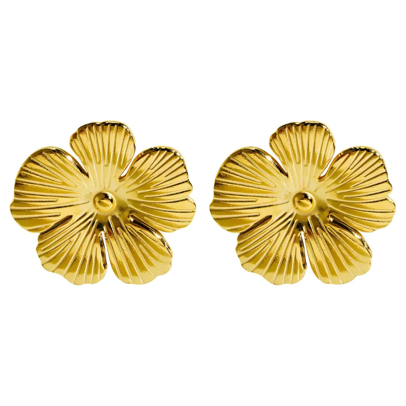 Cercei Sunlit Bloom, Otel Placat cu Aur 18K - 90442-0