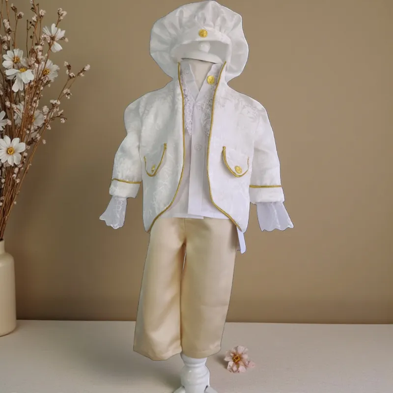 Costum Pentru Botez, Gentlemanul Mării, 4 piese, Alb - Gabb2
