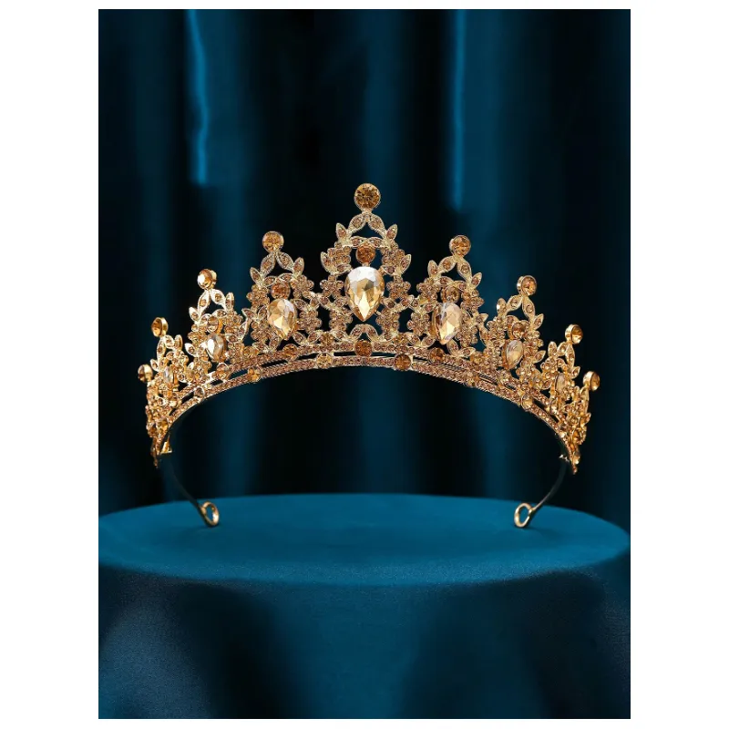 Diadema (Coronita) Aurie pentru Mireasa cu Strasuri si Pietre  - 606266