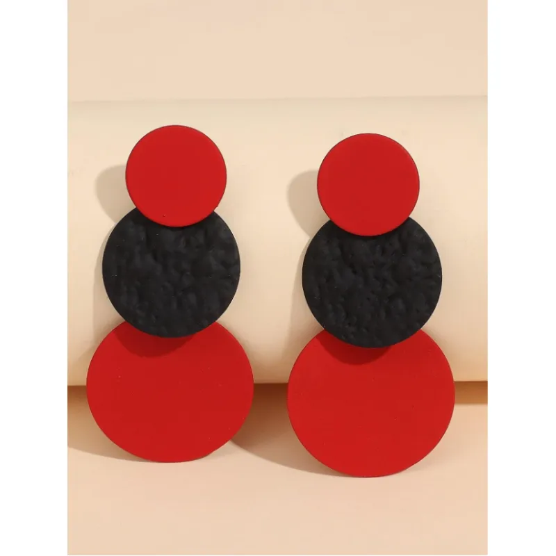 Cercei lungi Rosii cu Negru - 121751