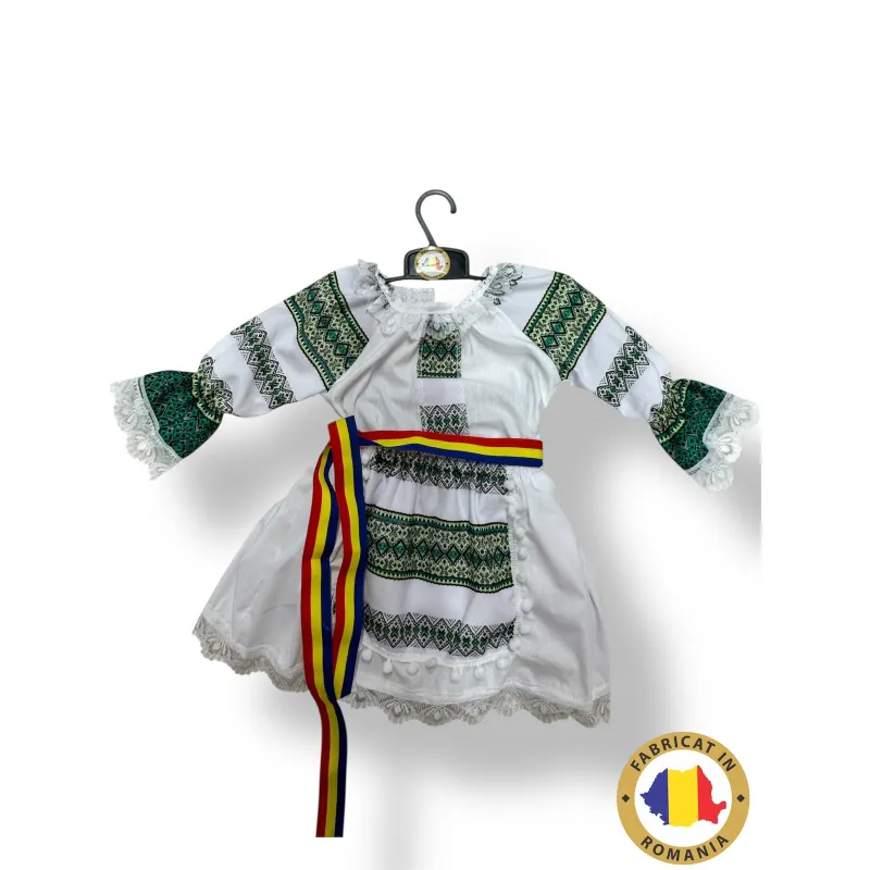 Rochita traditionala romaneasca cu broderie si brau tricolor - TDPITI15
