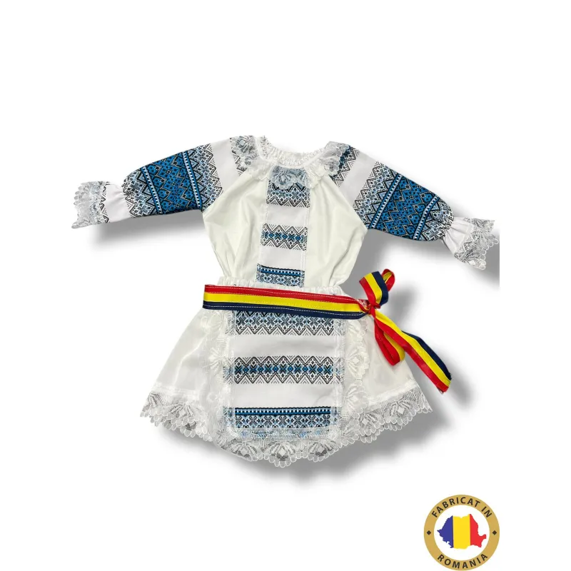Rochita Traditionala fetite cu brau Tricolor - TDPITI16