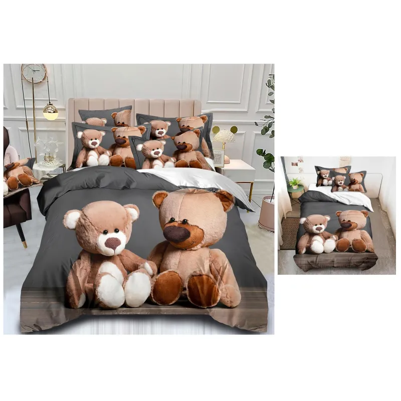 vLenjerie de pat din Bumbac finet cu imprimeu 3D INN1028