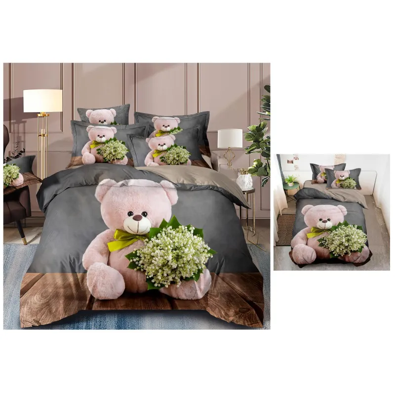 Lenjerie de pat din Bumbac finet cu imprimeu 3D INN1018