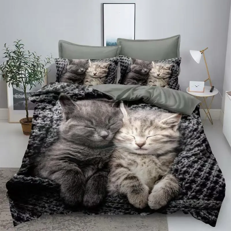 Lenjerie de pat din Bumbac finet cu imprimeu 3D INN1016