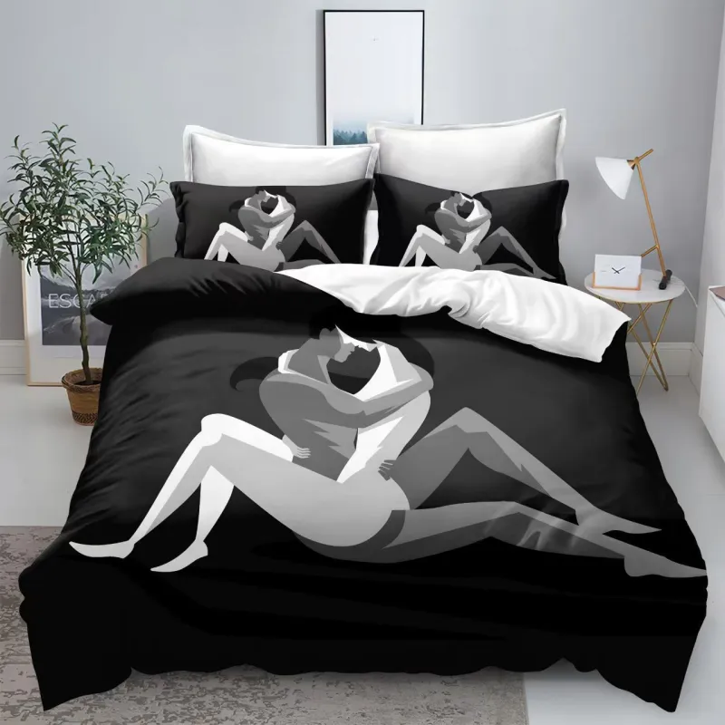 Lenjerie de pat din Bumbac finet cu imprimeu 3D INN1031