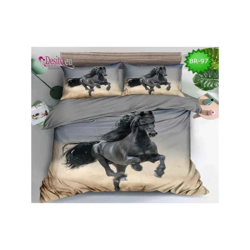 Lenjerie de pat din Bumbac finet cu imprimeu 3D INN1033