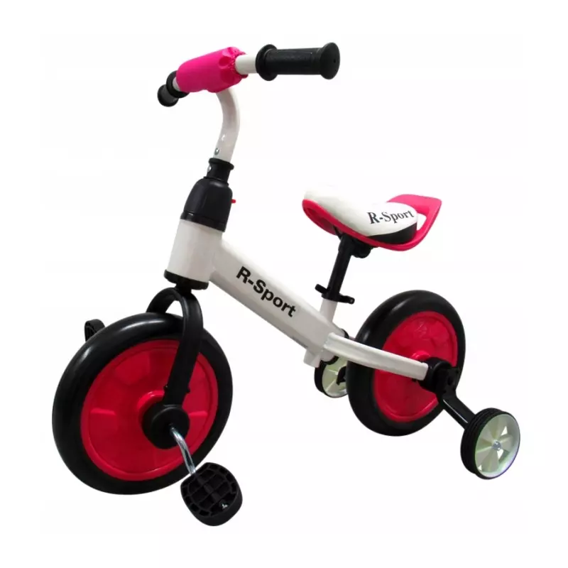 Bicicleta cu pedale si roti ajutatoare copii - Roz