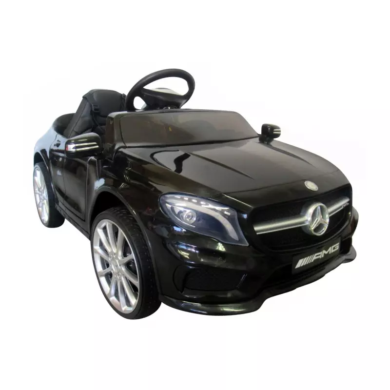 Masinuta electrica cu telecomanda, roti EVA, scaun piele Mercedes GLA45 - Negru