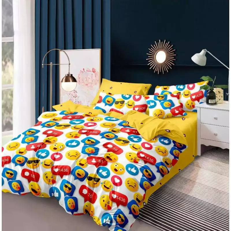 Lenjerie cu 4 piese pat dublu bumbac satinat gros - ffl14