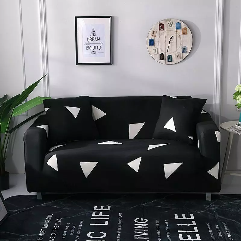 Husa Canapea 2 Locuri Elastica Moderna, Negru- EAT529