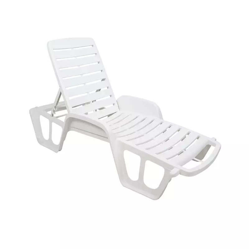 Sezlong plaja, structura plastic, alb