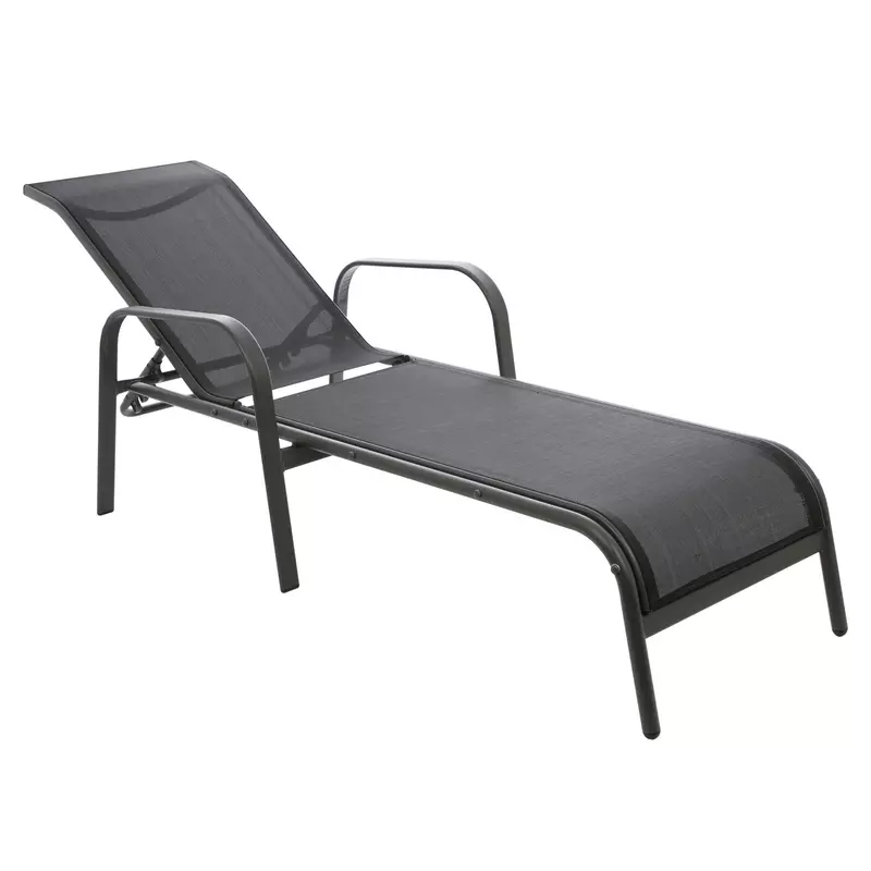Sezlong plaja, structura metal, negru