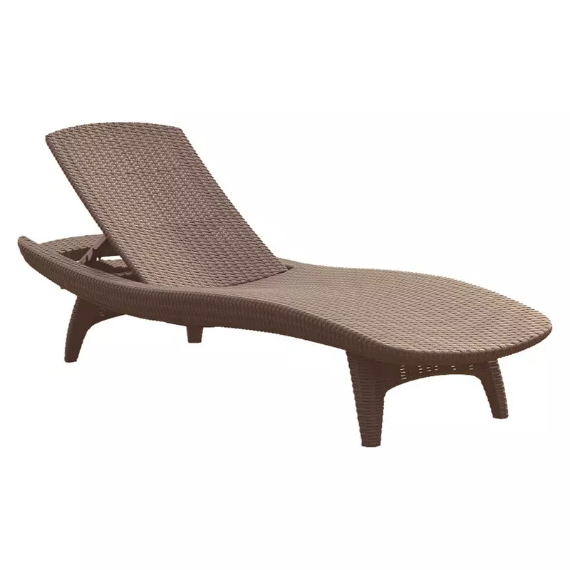 Sezlong plaja, spatar ajustabil, structura plastic maro