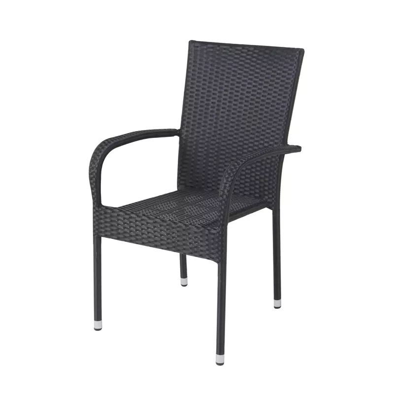 Scaun pentru gradina, metal + polietilena, negru