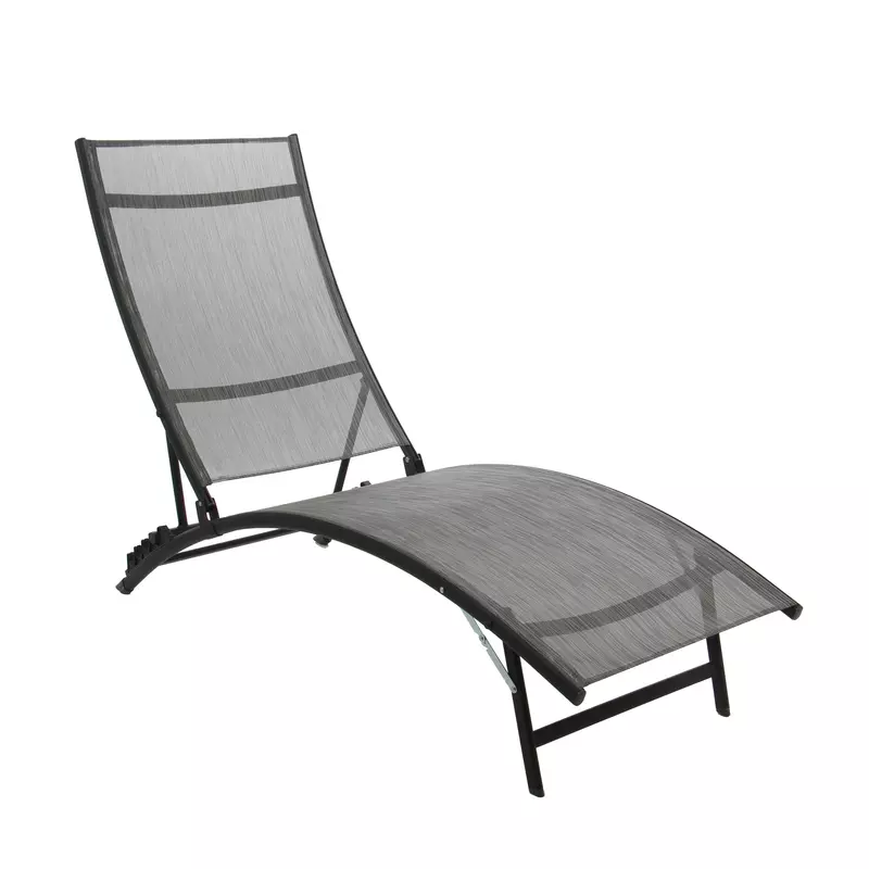 Sezlong plaja, spatar reglabil, structura metalica, gri