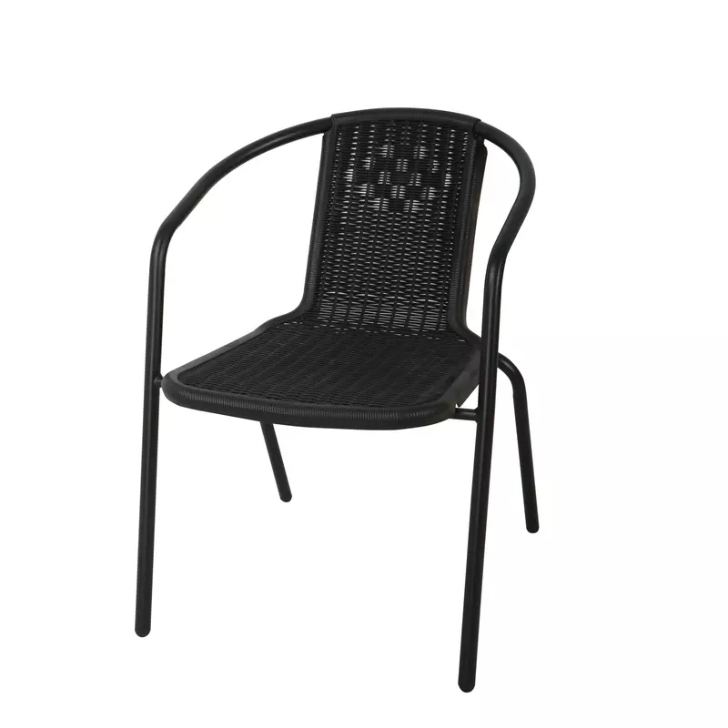 Scaun pentru gradina, metal + polietilena, negru din otel