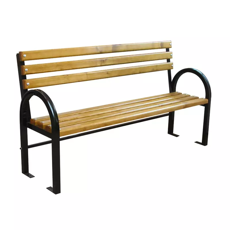 Banca pentru gradina, parc, cu spatar, metal + lemn, pentru 3 persoane