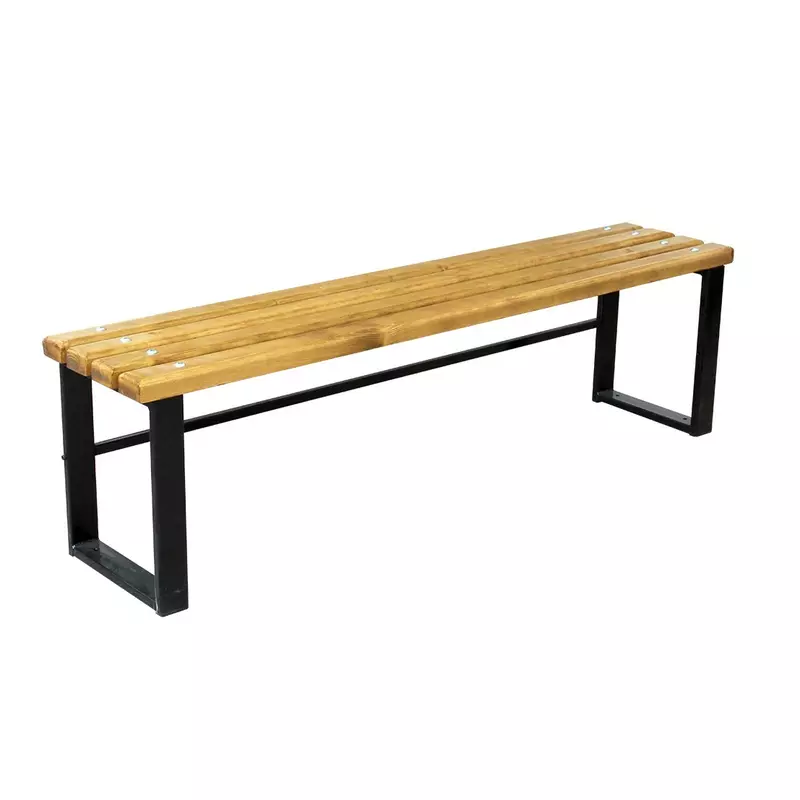 Banca pentru gradina, parc, fara spatar, metal + lemn, 3 persoane