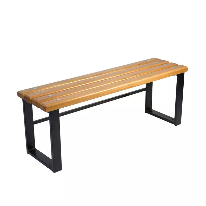 Banca pentru gradina, parc, fara spatar, metal + lemn, 2 persoane