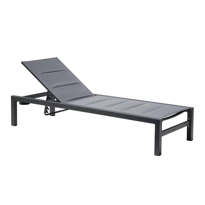 Sezlong plaja, cu spatar reglabil, structura metal, gri-SPM4