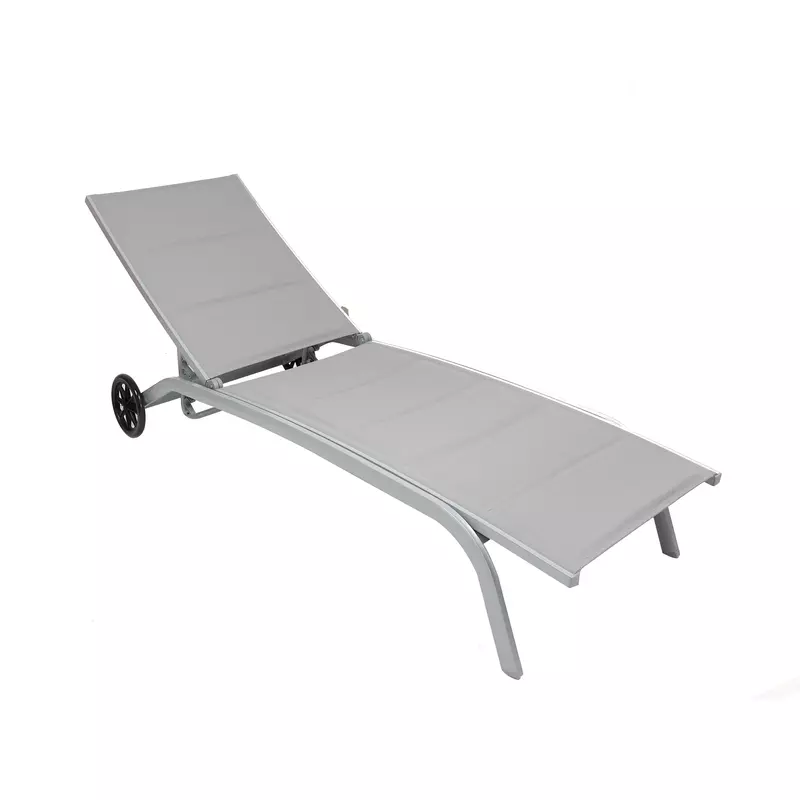 Sezlong plaja, cu spatar reglabil, structura metal, gri-SPM5