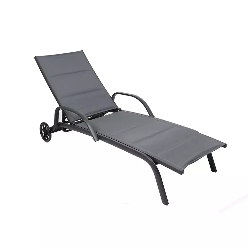 Sezlong plaja, cu spatar reglabil, structura metal, negru-SPM6