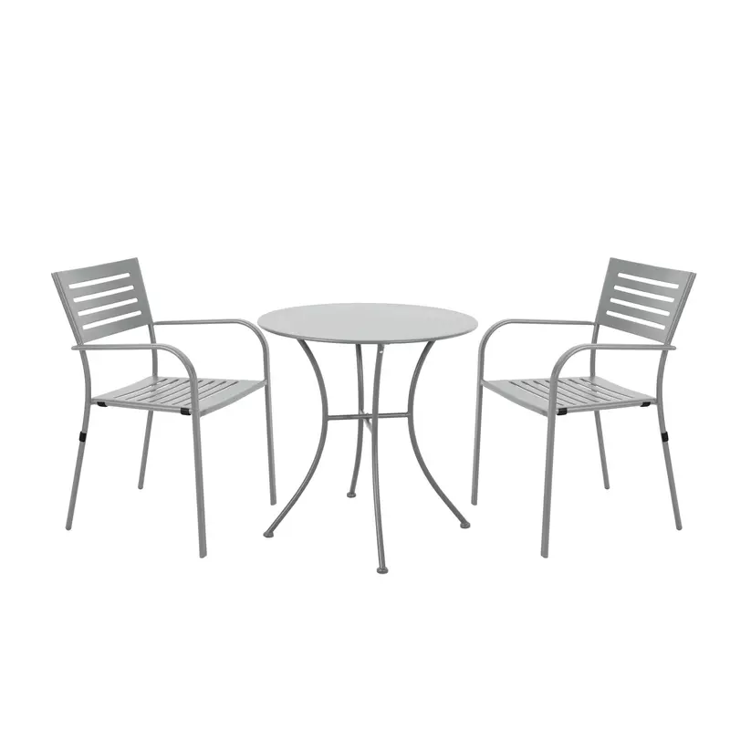 Set masa rotunda, cu 2 scaune, pentru gradina, din metal