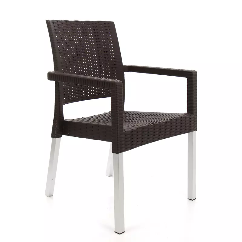 Scaun pentru gradina, metal + polietilena, maro cu picioare din aluminiu