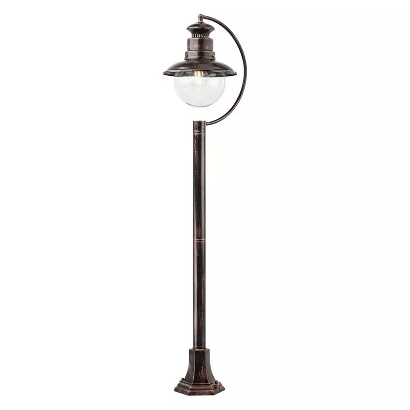 Stalp de iluminat ornamental H 108 cm negru cu patina cupru