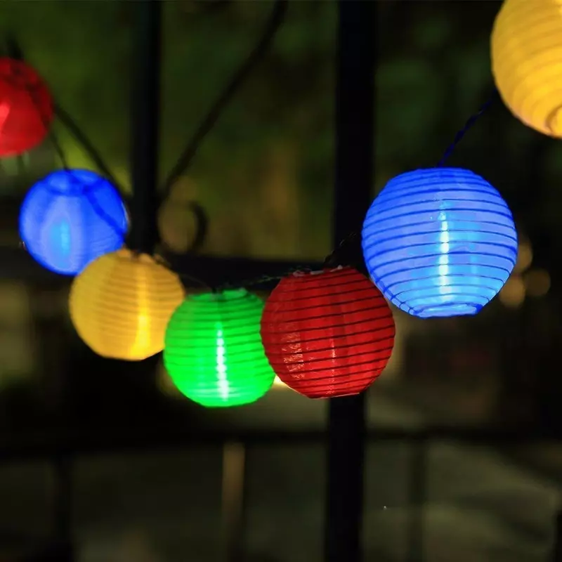 Instalatie solara LED 10 lampioane colorate